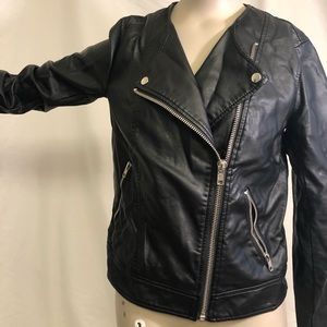 Black Vegan Leather Jacket (size small-medium)
